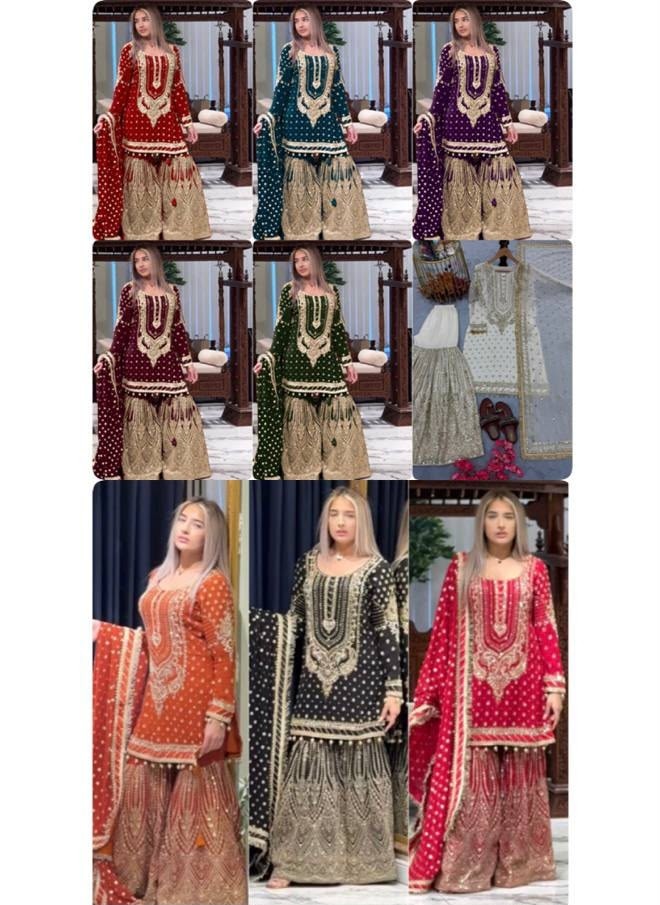 AD210 | Heavy Faux Georgette Embroidery 5 MM Sequence Designer Palazzo Collection