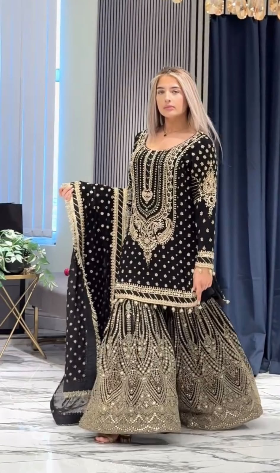 AD210 | Heavy Faux Georgette Embroidery 5 MM Sequence Designer Palazzo Collection