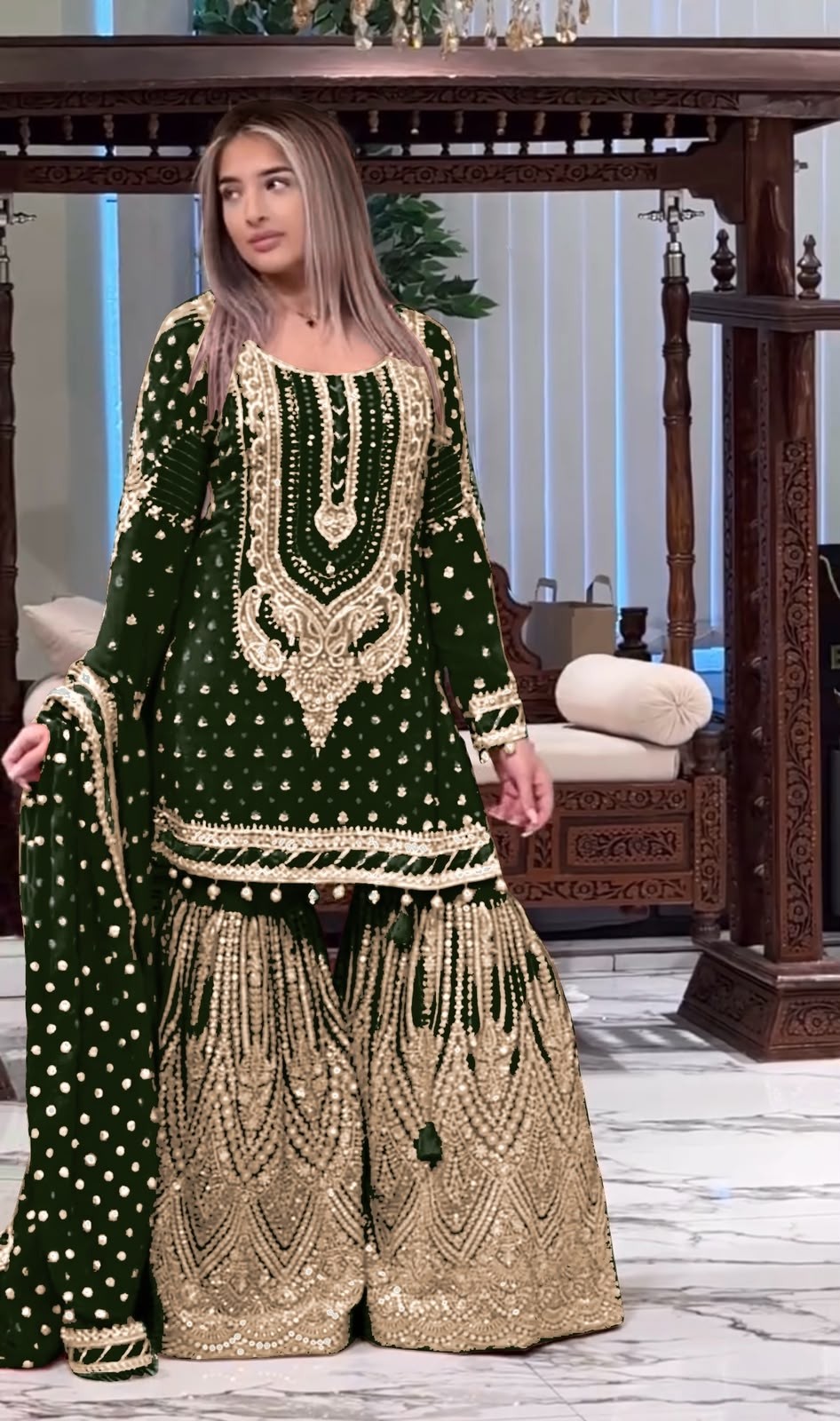 AD210 | Heavy Faux Georgette Embroidery 5 MM Sequence Designer Palazzo Collection