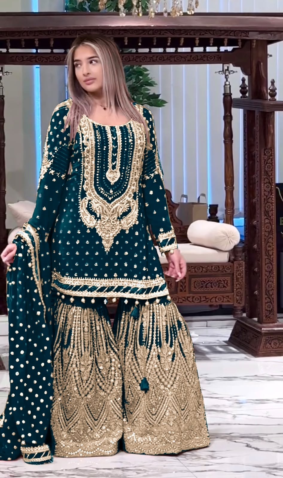 AD210 | Heavy Faux Georgette Embroidery 5 MM Sequence Designer Palazzo Collection