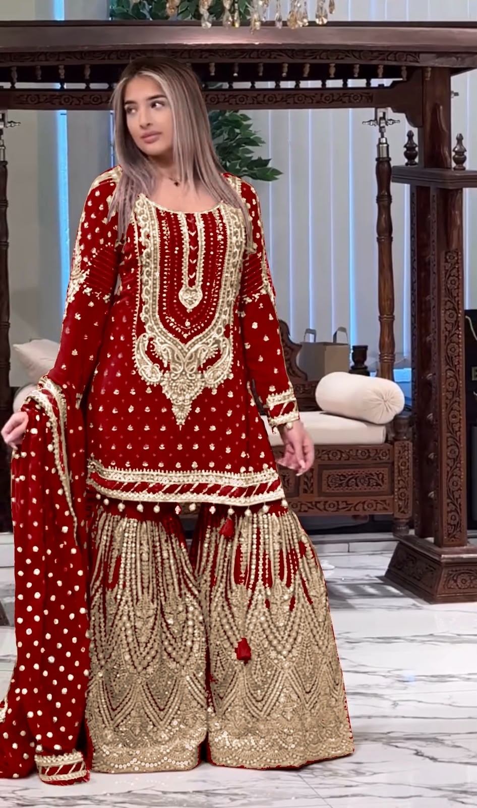 AD210 | Heavy Faux Georgette Embroidery 5 MM Sequence Designer Palazzo Collection
