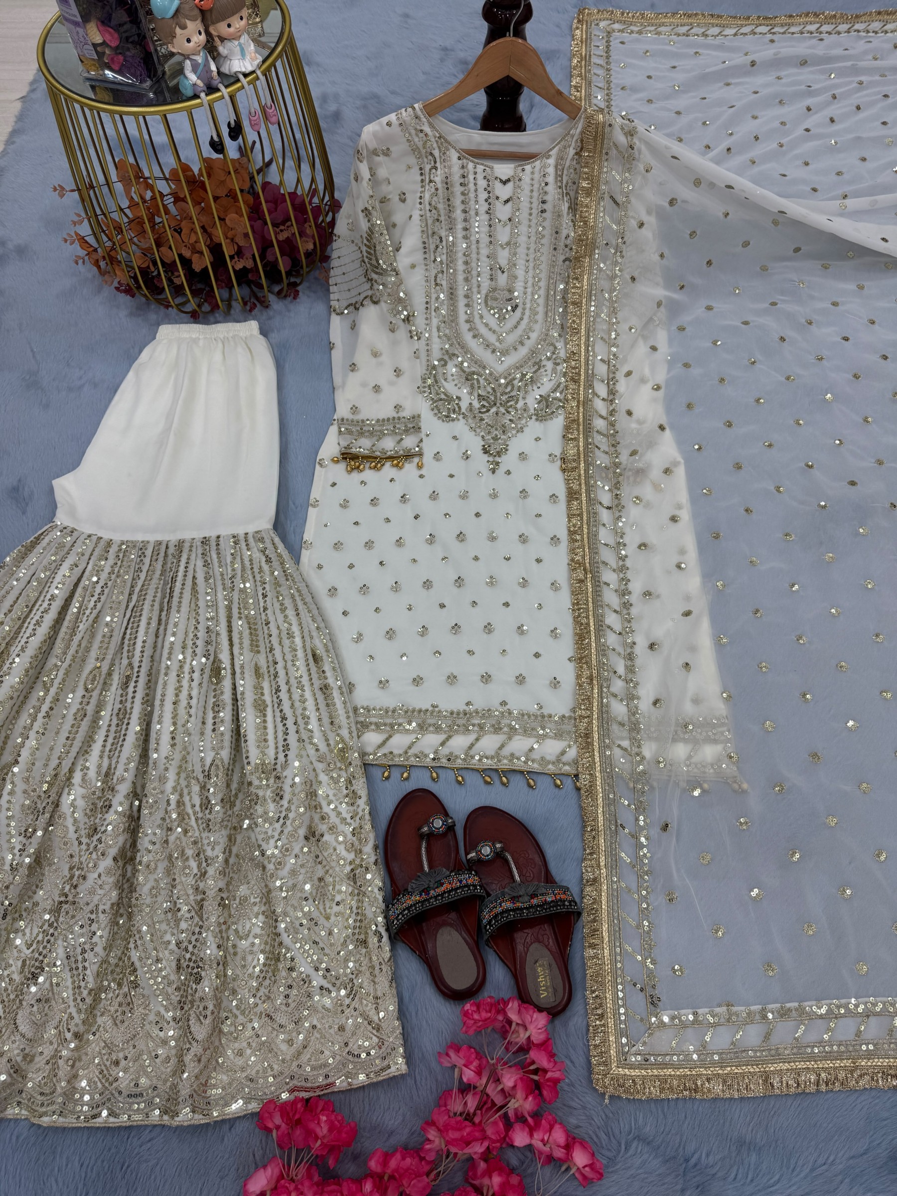 AD210 | Heavy Faux Georgette Embroidery 5 MM Sequence Designer Palazzo Collection