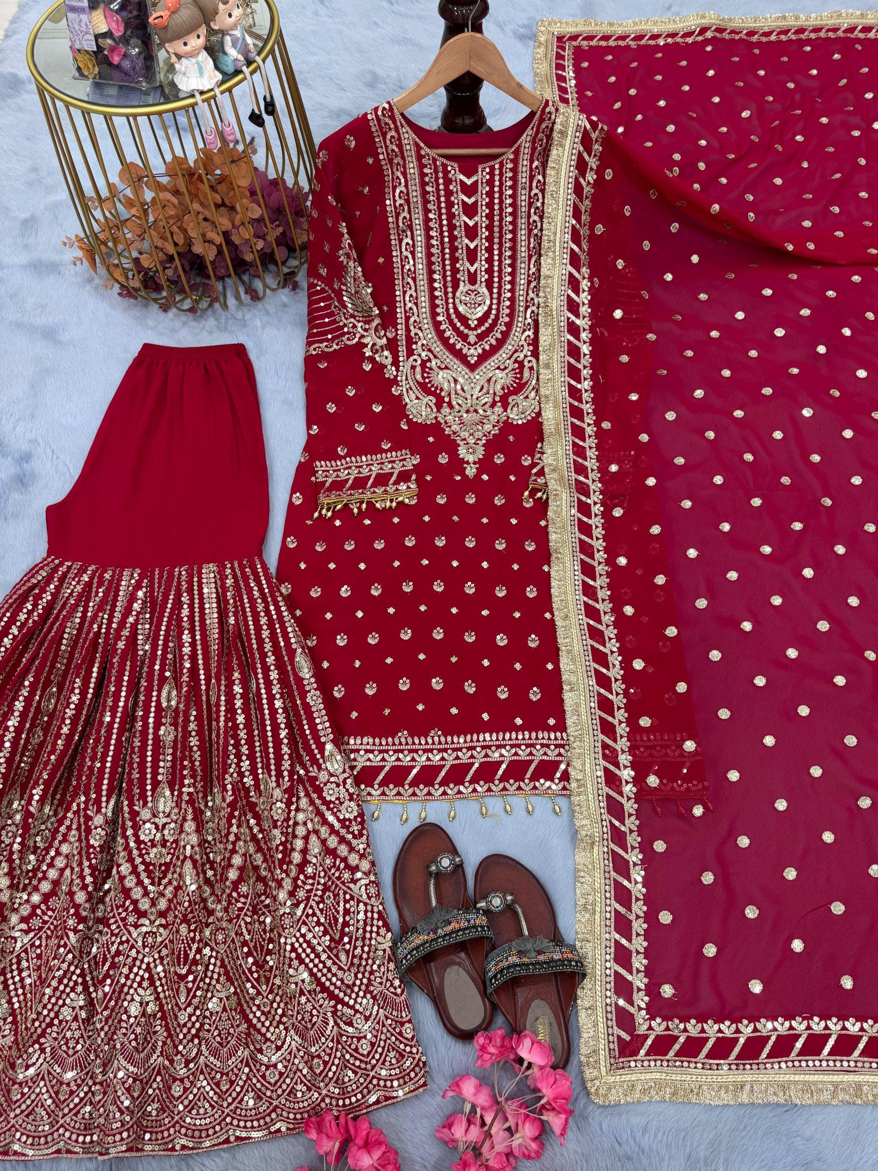 AD210 | Heavy Faux Georgette Embroidery 5 MM Sequence Designer Palazzo Collection