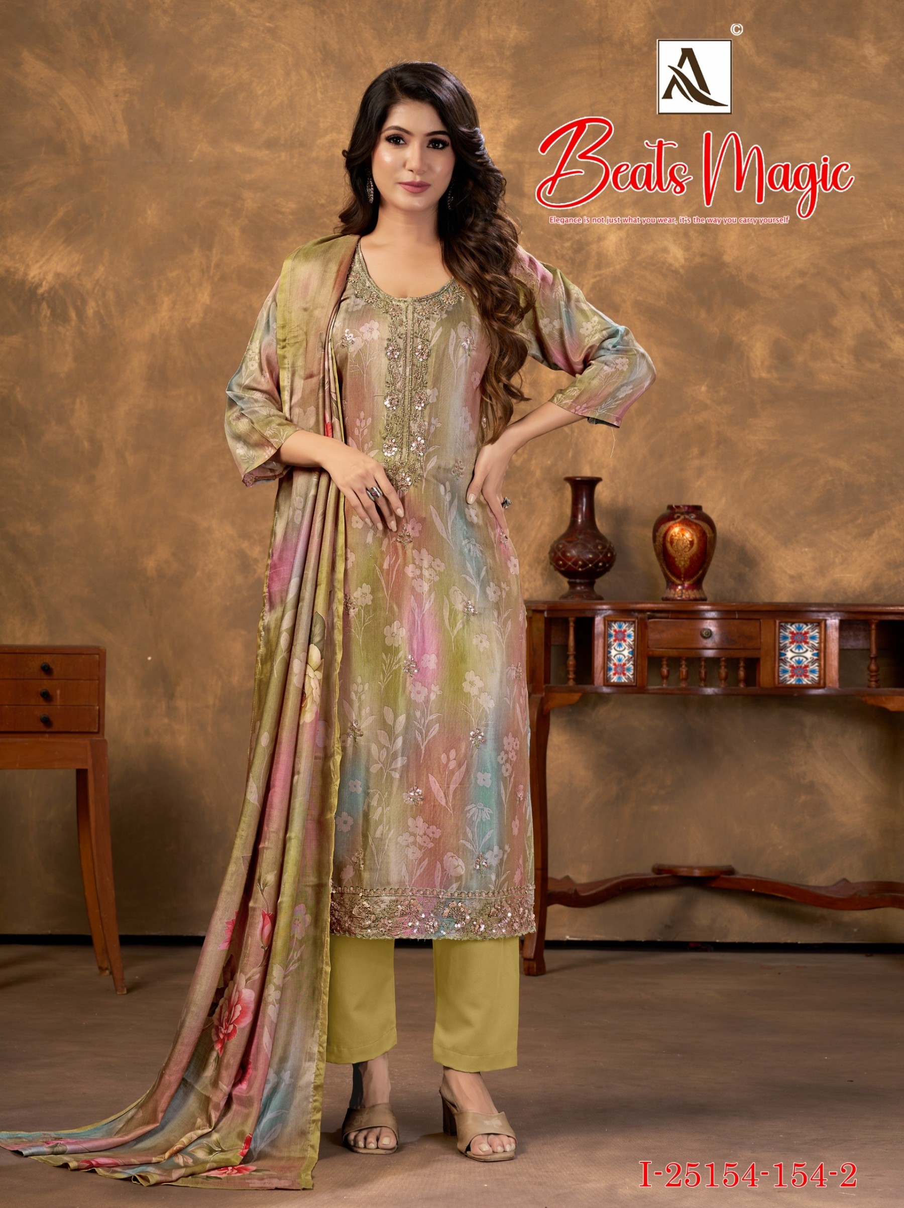 ALOK SUIT | BEATS MAGIC | Viscose Maslin Digital Print Fancy Beats Work Collection