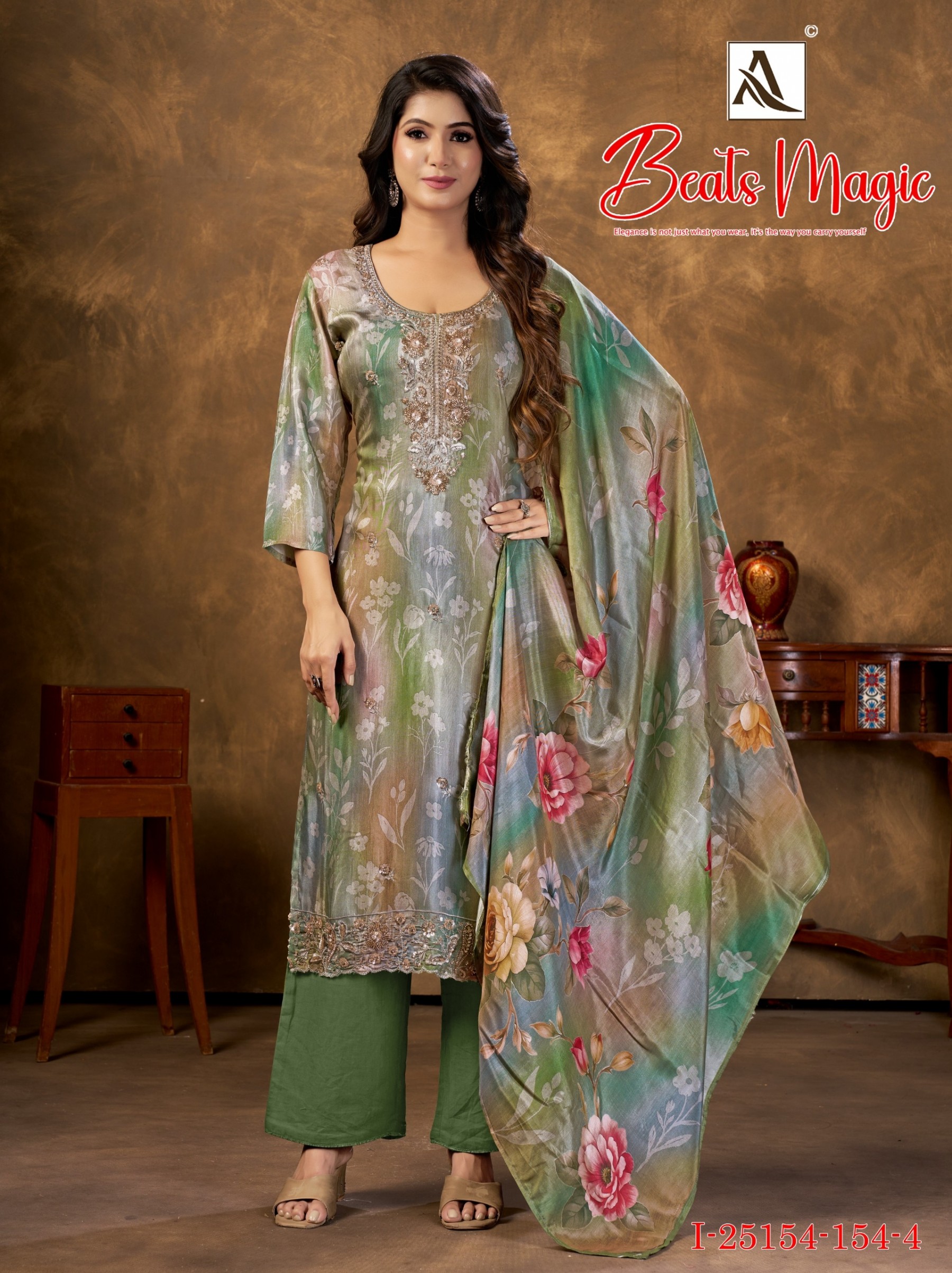ALOK SUIT | BEATS MAGIC | Viscose Maslin Digital Print Fancy Beats Work Collection