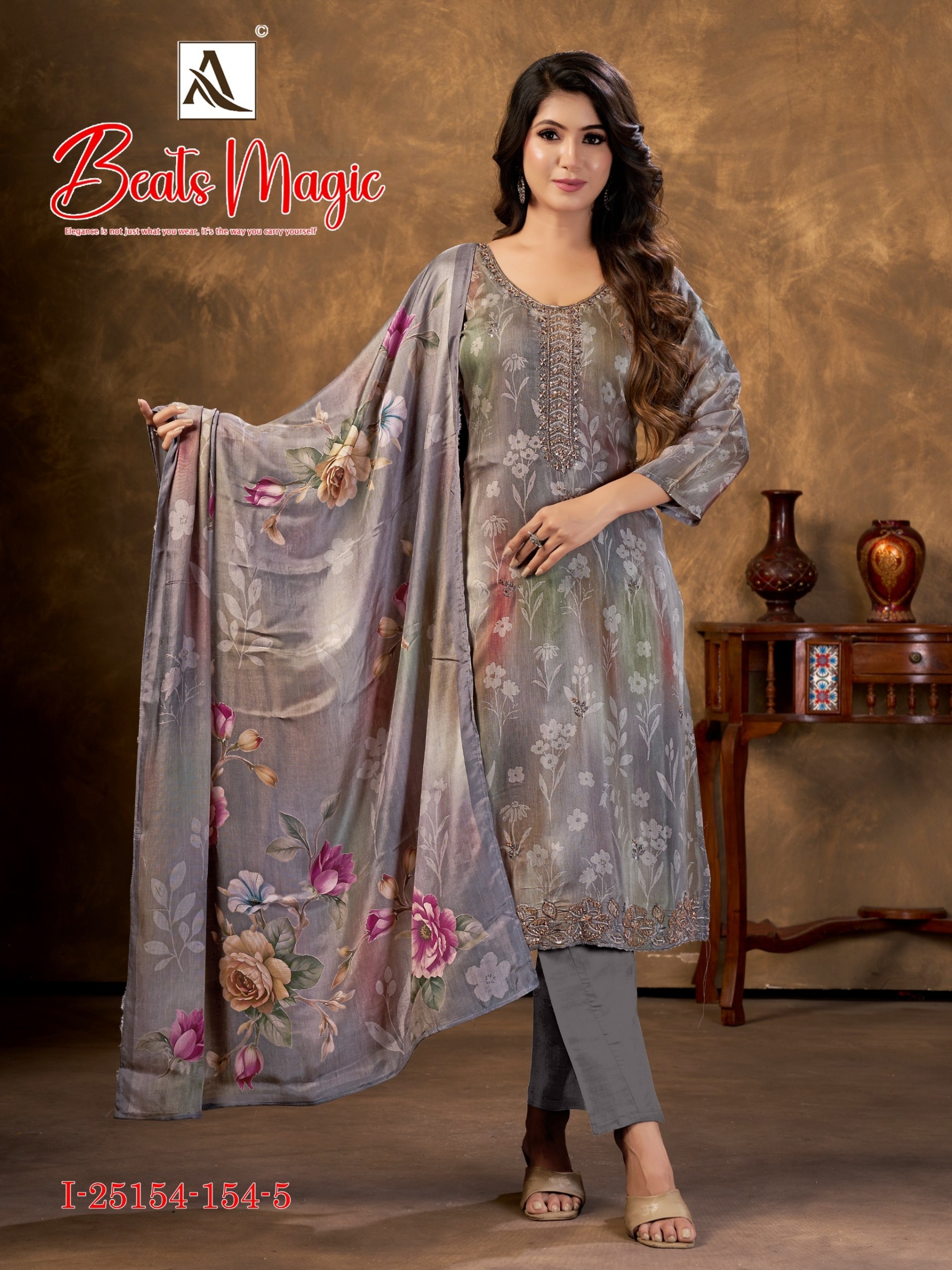 ALOK SUIT | BEATS MAGIC | Viscose Maslin Digital Print Fancy Beats Work Collection