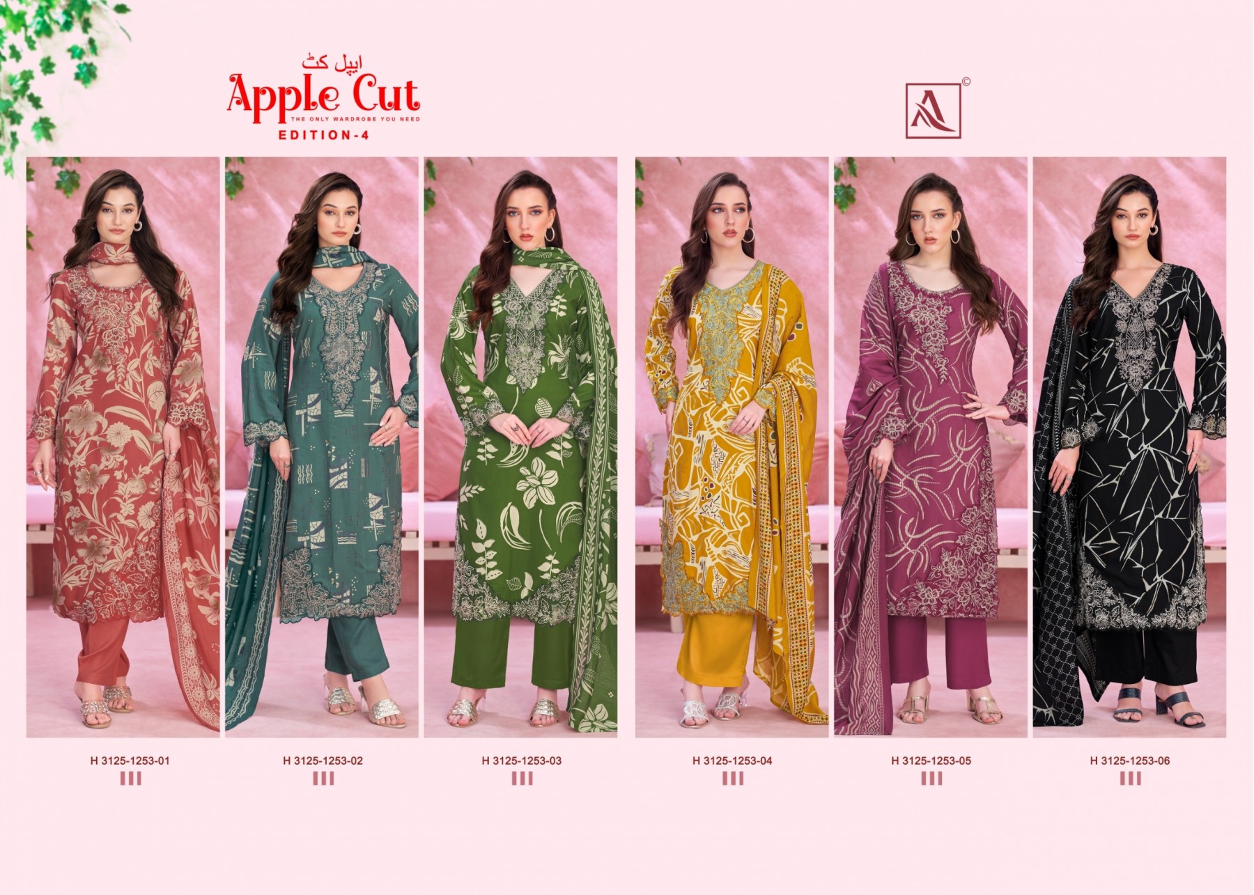 ALOK SUIT | APPLE CUT-4 | Viscose Rayon Foil Print Embroidery Collection