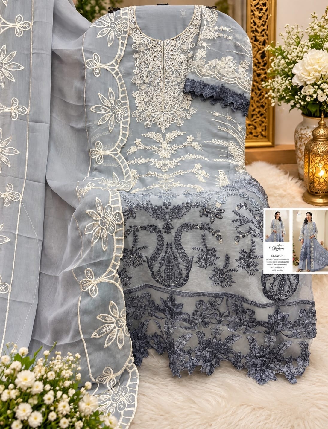 SHREE FABS SURAT | SF-5652 | Heavy Chiffon Embroidery & Hand Khatli Collection