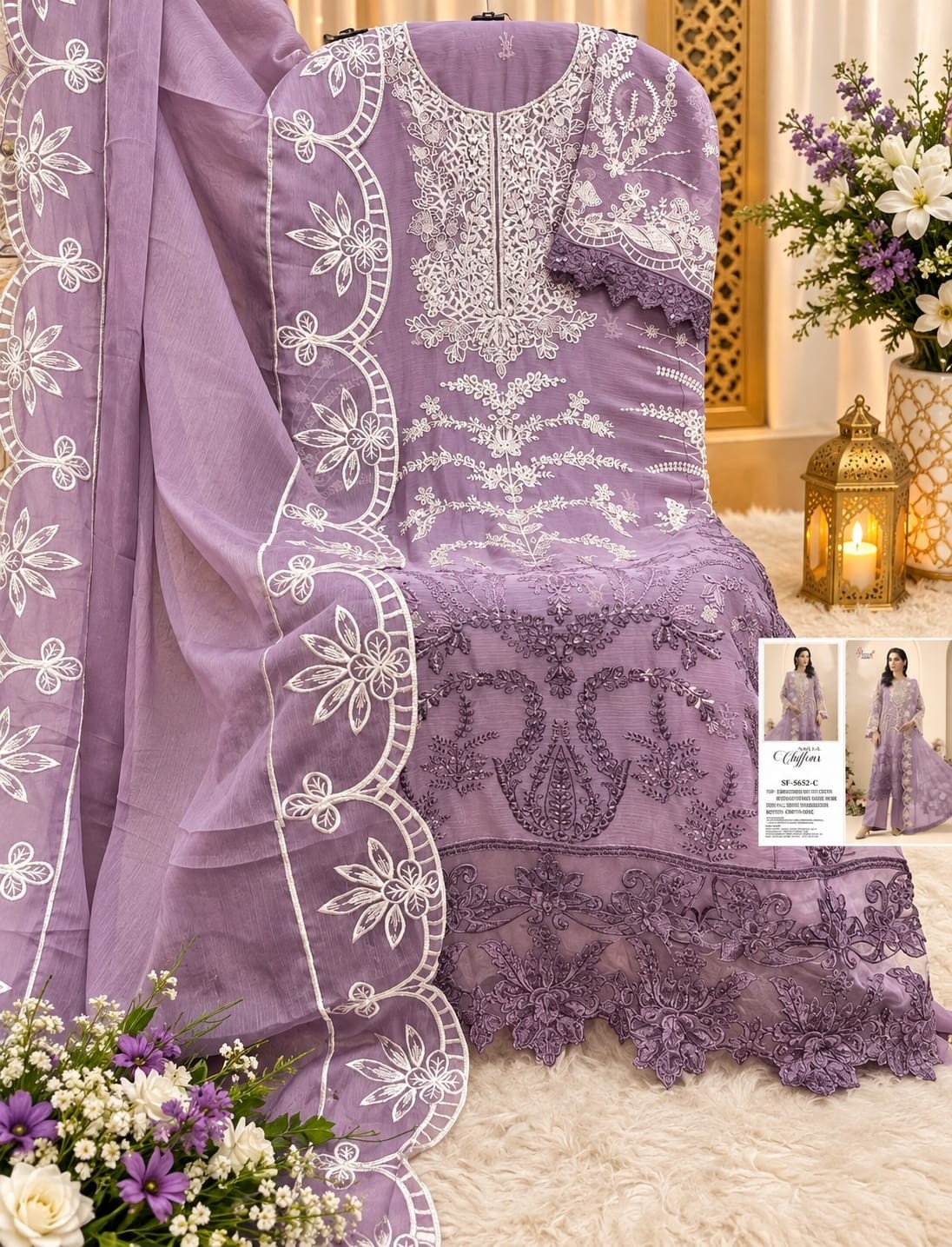 SHREE FABS SURAT | SF-5652 | Heavy Chiffon Embroidery & Hand Khatli Collection
