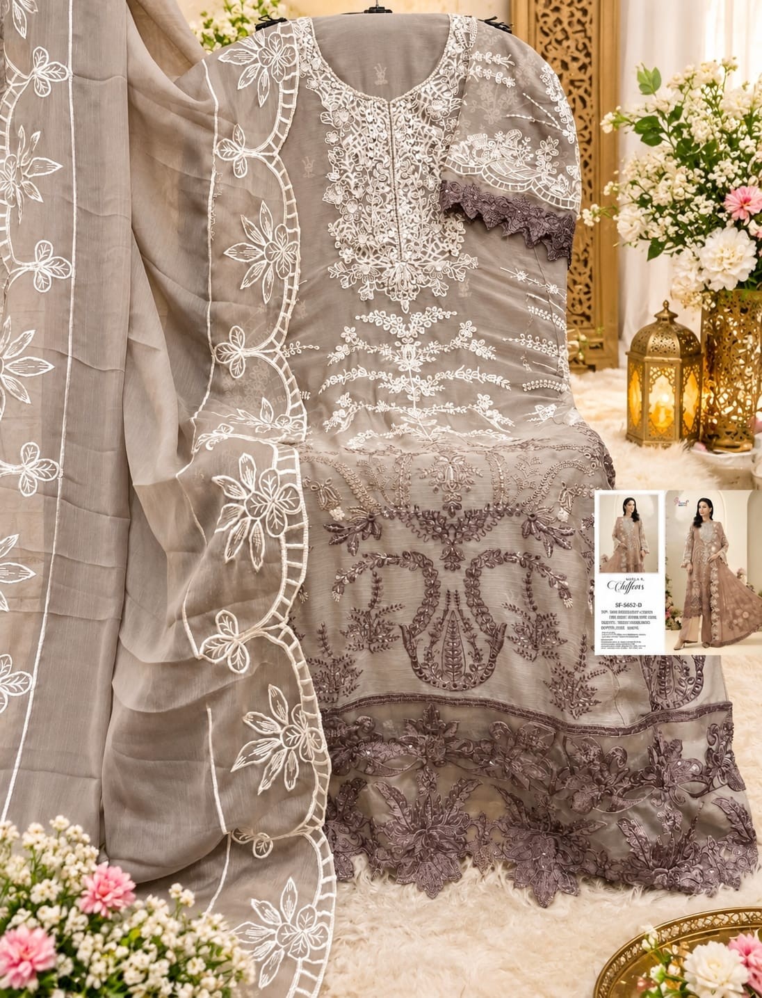 SHREE FABS SURAT | SF-5652 | Heavy Chiffon Embroidery & Hand Khatli Collection