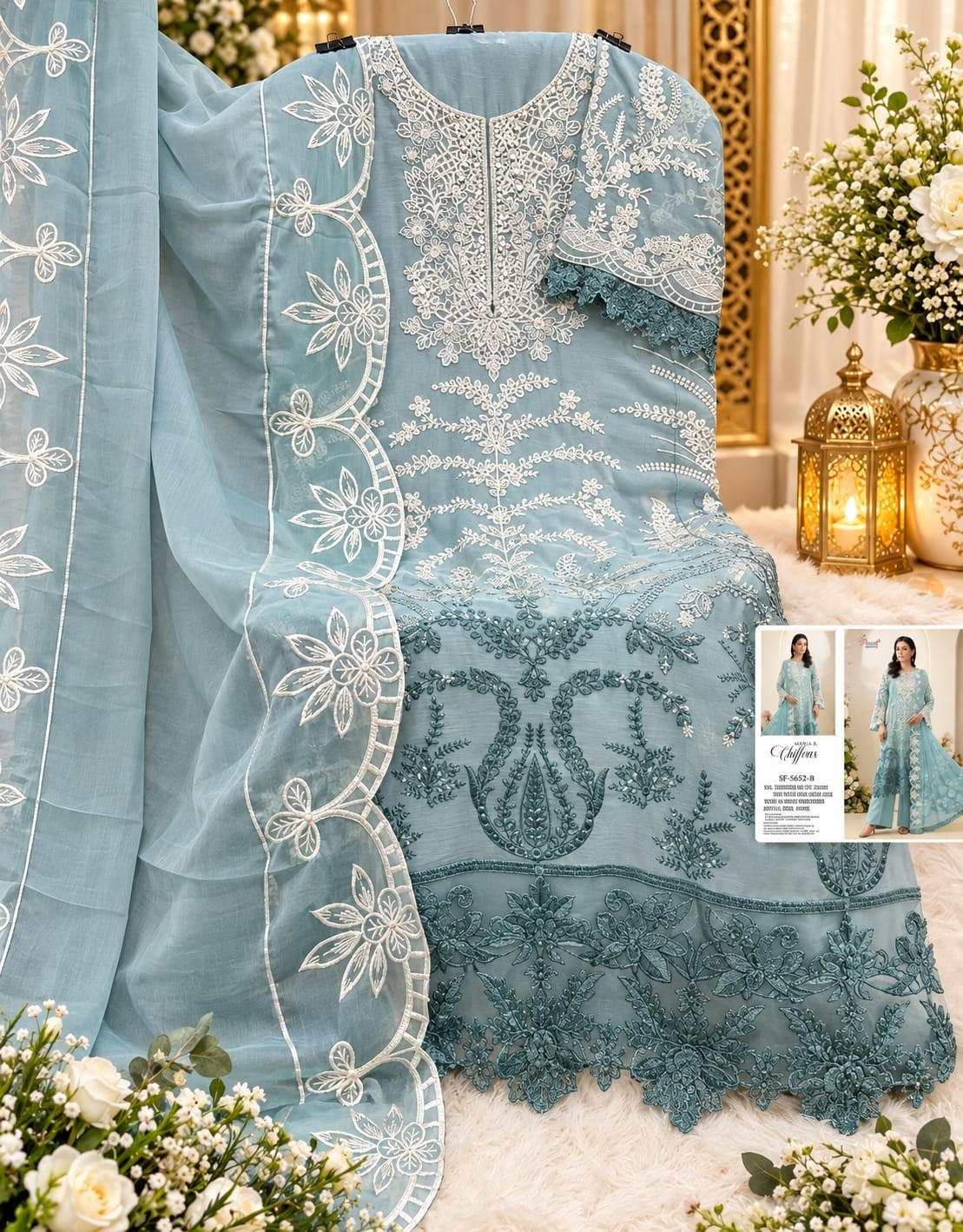 SHREE FABS SURAT | SF-5652 | Heavy Chiffon Embroidery & Hand Khatli Collection