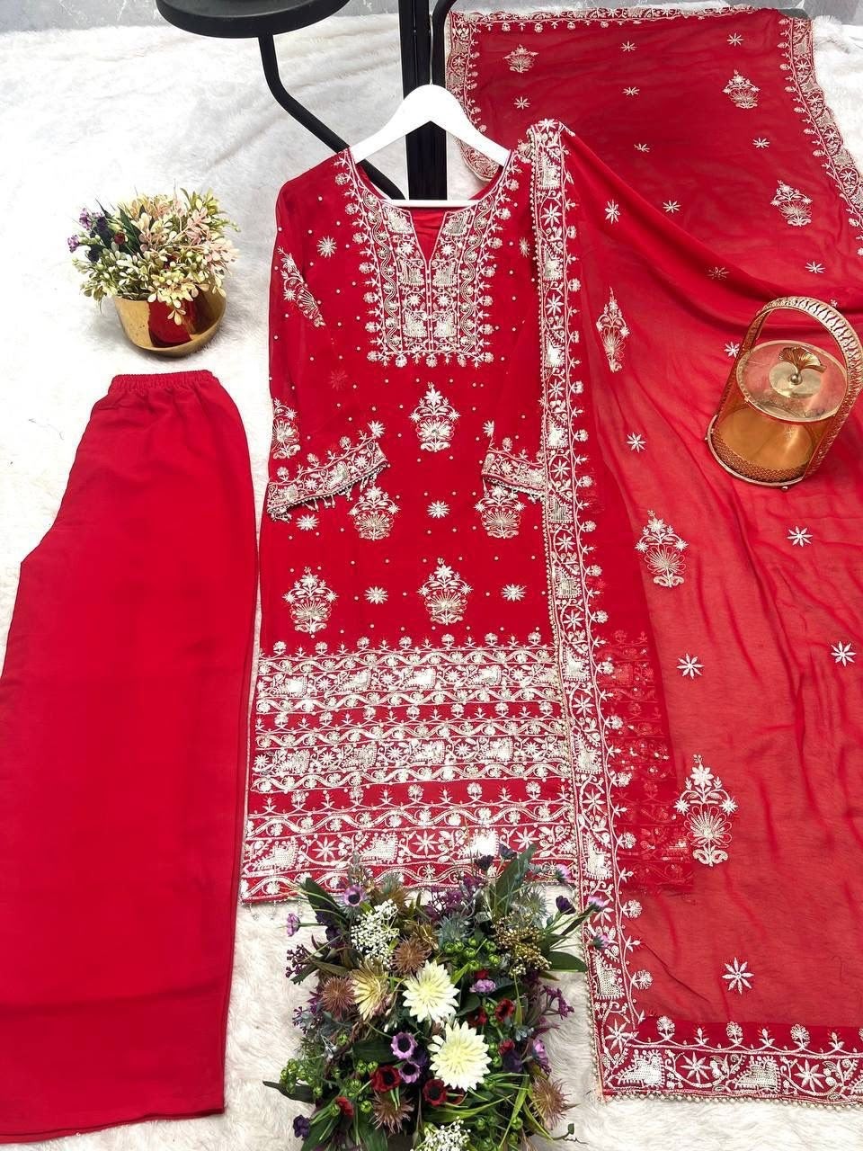 JD-588 | Heavy Faux Georgette Embroidery Sequin & Riveted Moti Designer Collection