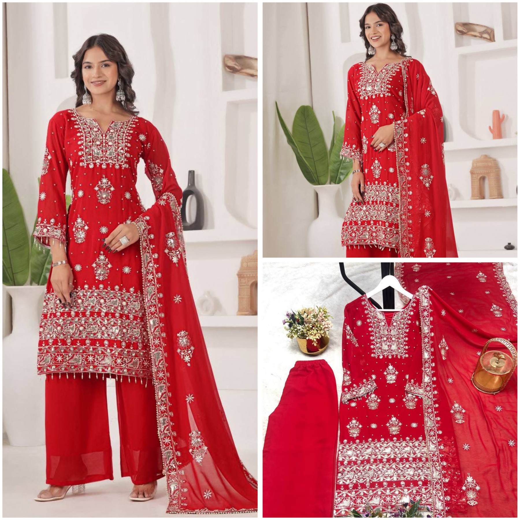 JD-588 | Heavy Faux Georgette Embroidery Sequin & Riveted Moti Designer Collection