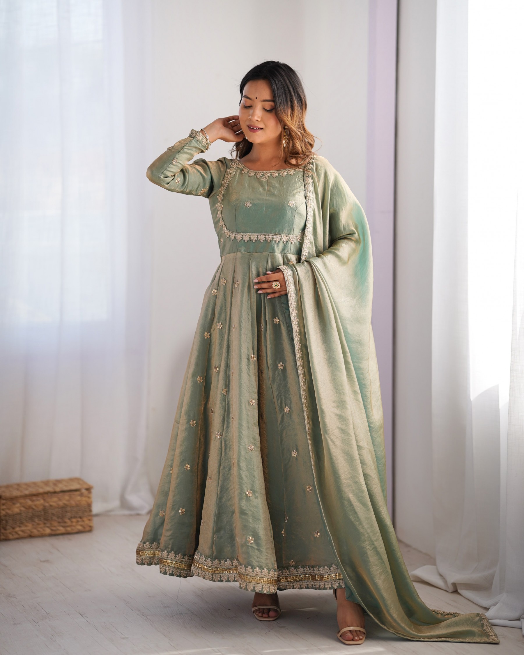 SP-06 | Fandy Silk Cording Sequin Work | Designer Gown Collection