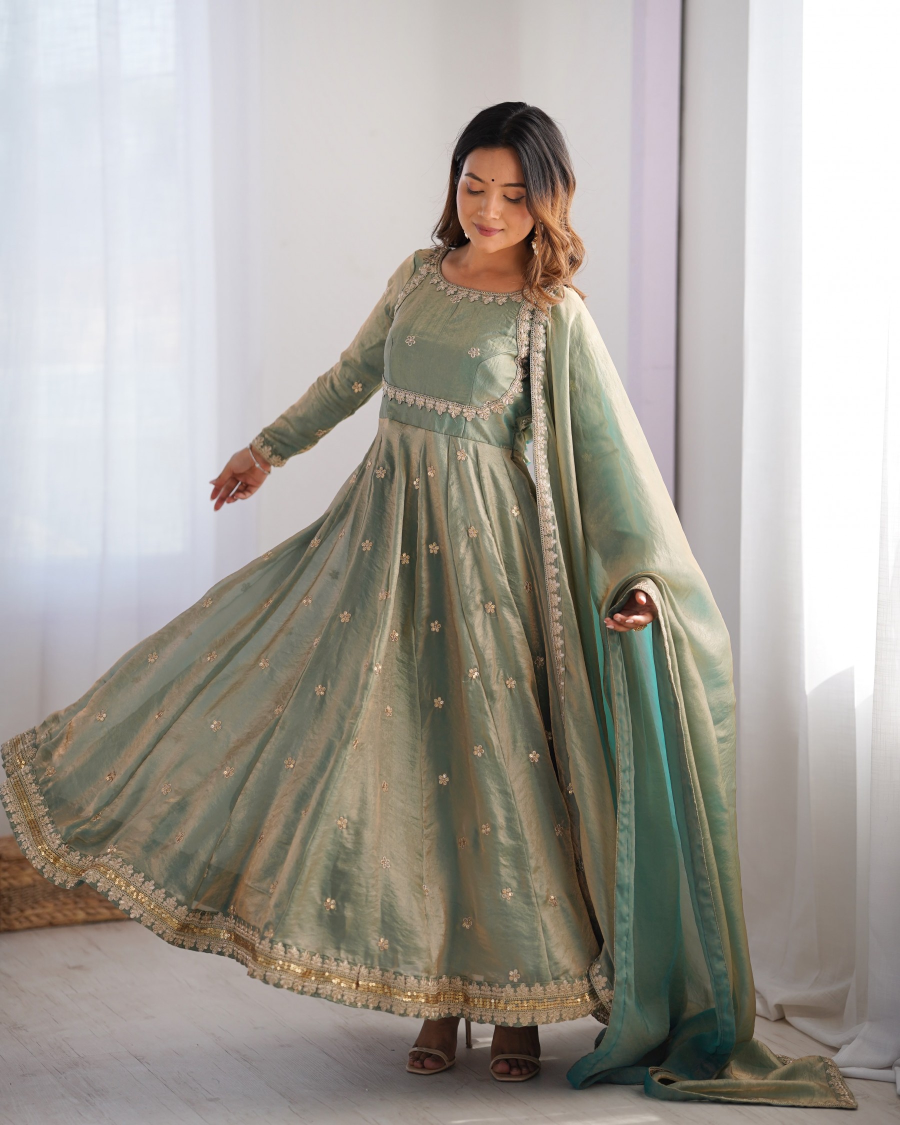 SP-06 | Fandy Silk Cording Sequin Work | Designer Gown Collection