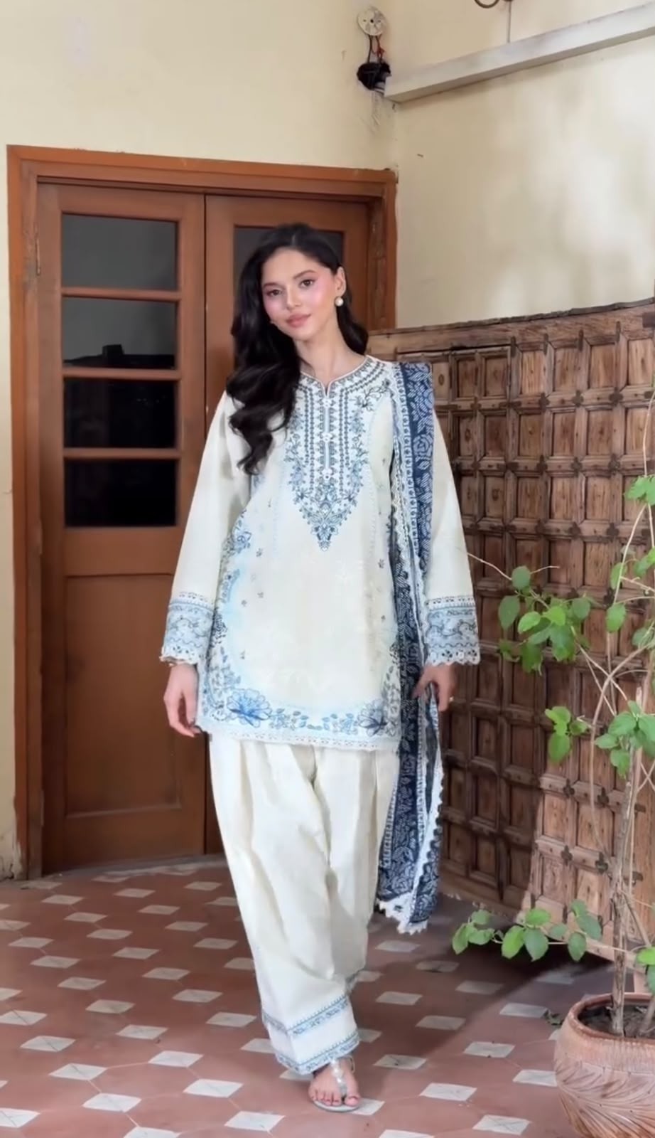 AD233 | Pure Satin Rayon Embroidery Work | Designer Farshi Palazzo Collection