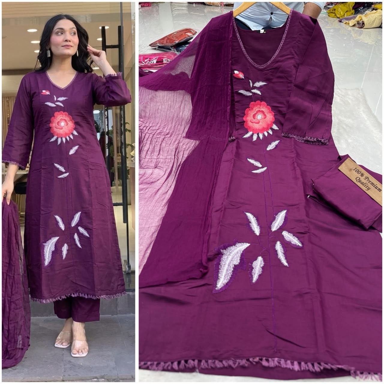 AMBUJA PURE ROMAN SILK KURTI BY FESTIVAL COLLECTION 