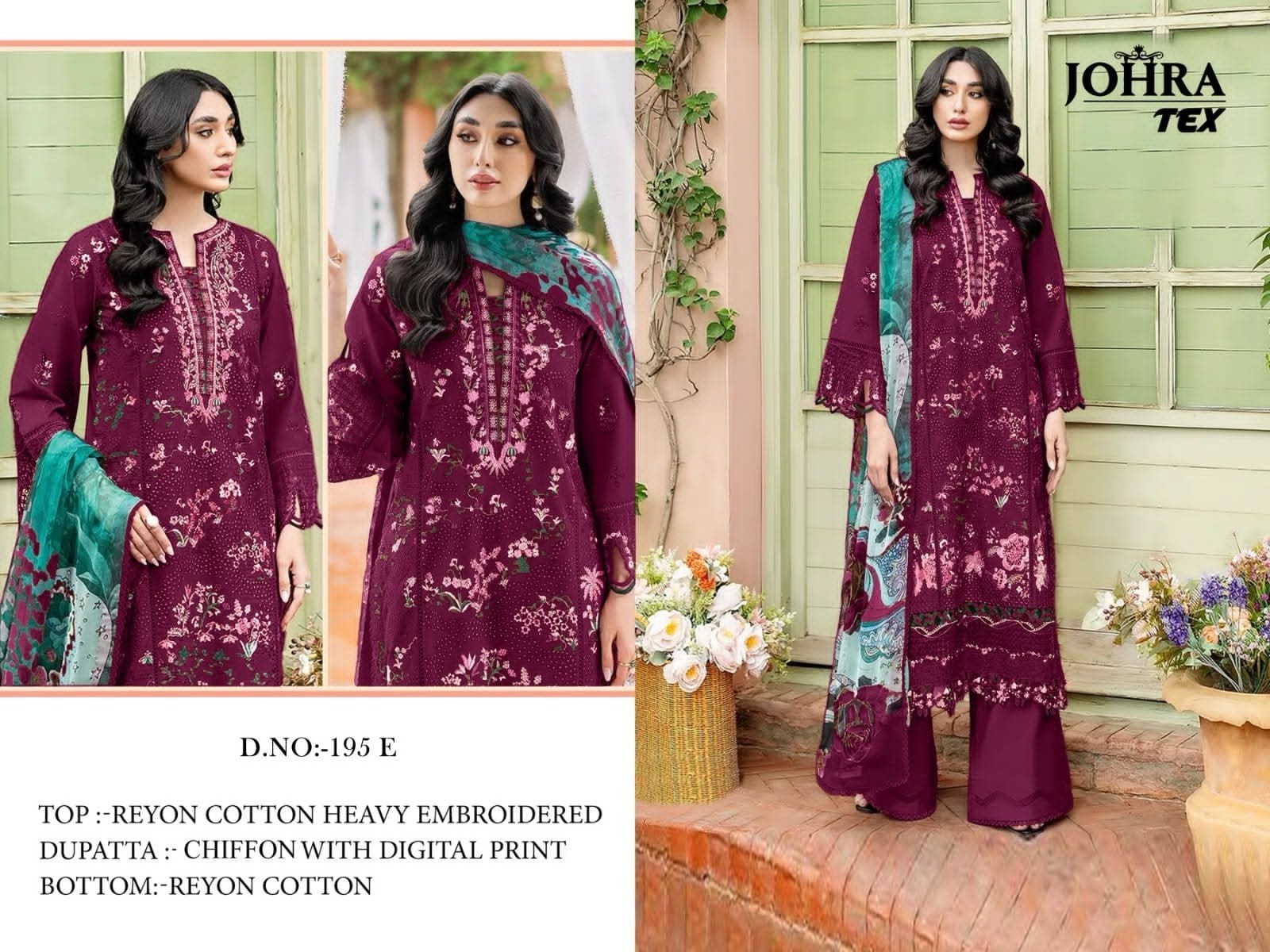 JT - 195 E RAYON COLLECTION BY PAKISTANI SUIT (JOHRA TEX)