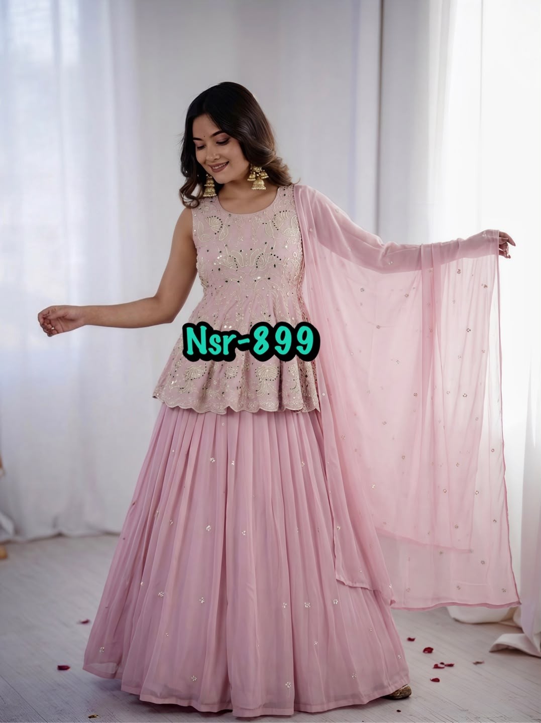 NSR - 899 FOX GEORGETTE SILK EMBROIDERY WORK BY PAKISTANI SHARARA READYMADE SUIT 