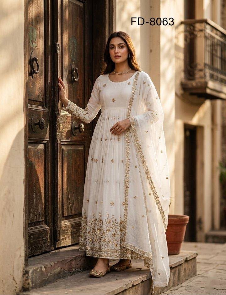 FD - 8063 PURE VICITRA SILK WITH EMBROIDERY WORK BY PARTY WEAR AND WEDDING GOWN COLLECTION 