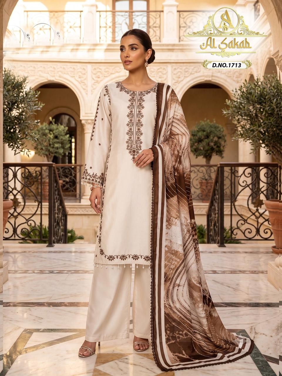D.NO:- 1713 - RAYON SATIN WITH EMBROIDERY WORK BY READYMADE PAKISTANI SUIT COLLECTION 