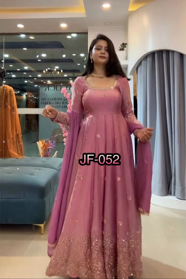 JF-052 - FENDY SILK WITH EMBROIDERY SEQUENCE WORK WITH FULLY FAIR BY NAIRA AND GOWN COLLECTION 