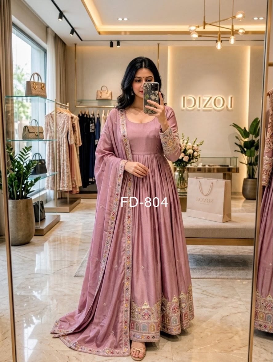 FD-804 - PURE CHINON SILK WITH HEAVY SEQUENCE EMBROIDERY WORK BY NAIRA AND GOWN COLLECTION 
