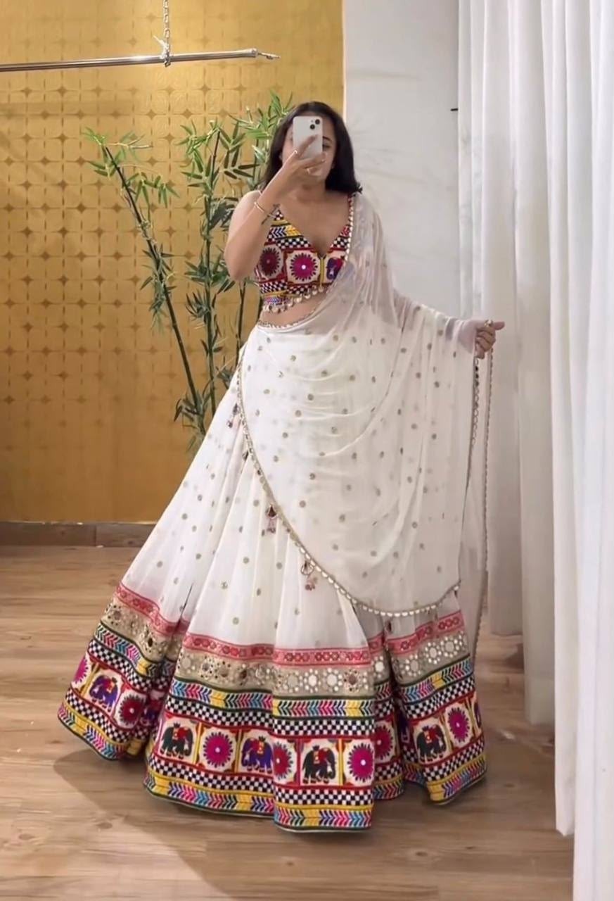 QRC-277 - FOX GEORGETTE AND SEQUENCE WORK AND FULL EMBROIDERY WORK BY LEHENGA COLLECTION 