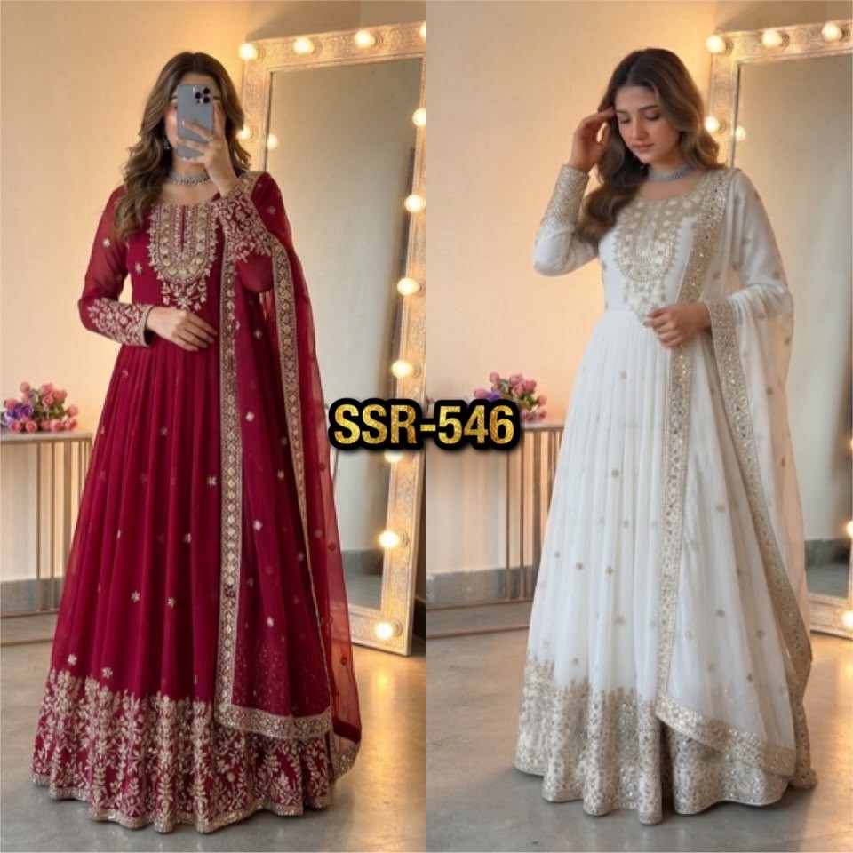 SSR-546 - HEAVY GEORGETTE WITH HEAVY EMBROIDERY SEQUENCE WORK BY GOWN COLLECTION 