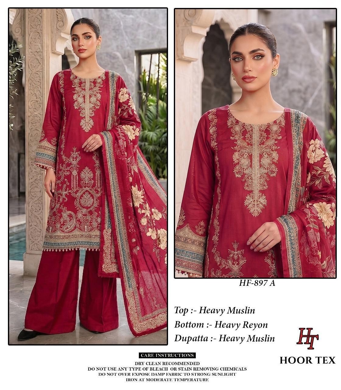 HF - 897 - A B C  - HEAVY MUSLIN PAKISTANI READYMADE SUIT SALWAR COLLECTION 