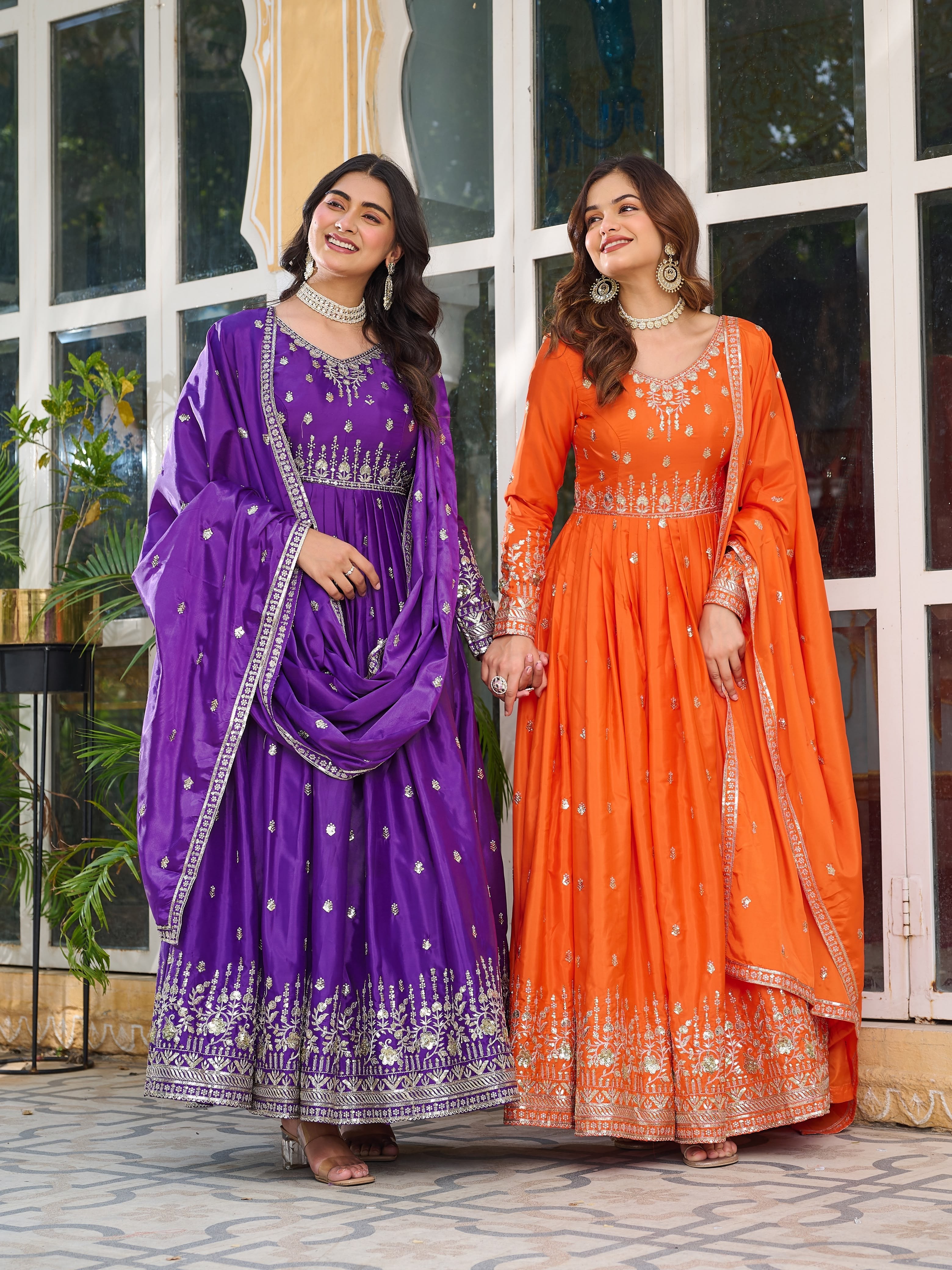SP - 12 - AMERICAN SILK WITH THREAD EMBROIDERY WORK BY LEHENGA AND GOWN COLLECTION 