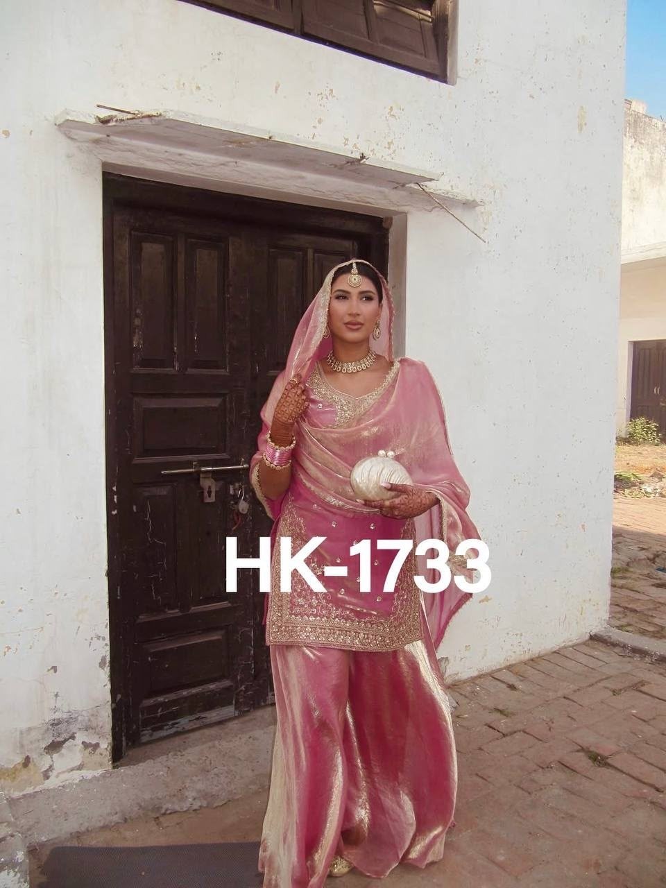 Premium Embroidered Gmy Silk Top Plazzo Dupatta Set – HK 1733