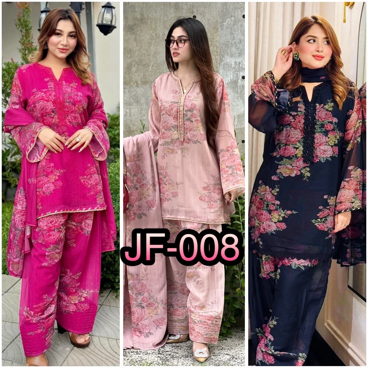 JF-008 Designer Faux Georgette Printed Farshi Pant Suit Set Pakistani Suit Single Wholesale Price 