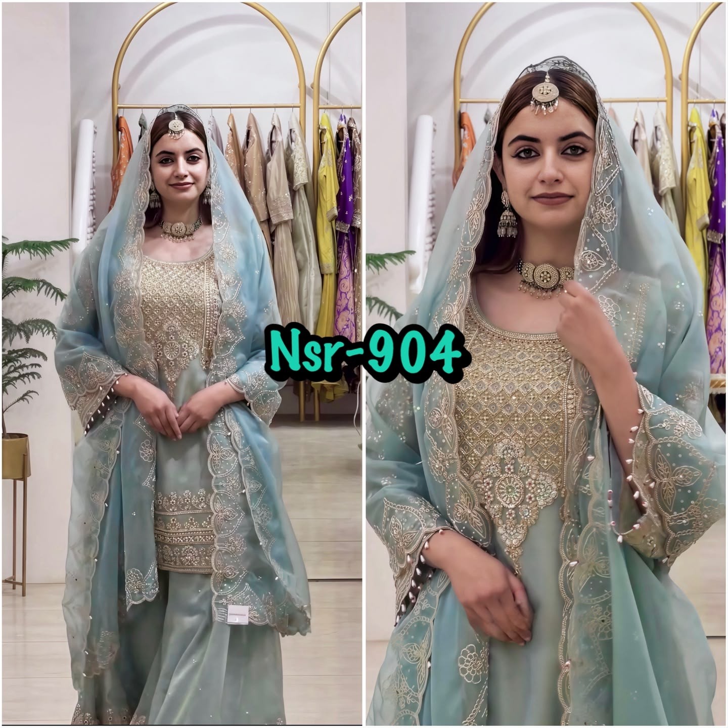 Designer Party Wear Faux Georgette Embroidery Sharara Suit with Dupatta – NSR-904 Pakistani Sharara Single Wholesale Price 