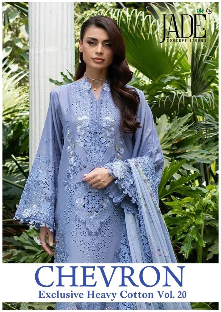 Jade Concept Chevron Exclusive Heavy Cotton Dress Material Vol. 20  Pakistani Karachi Suit (Full Set) wholesale price 