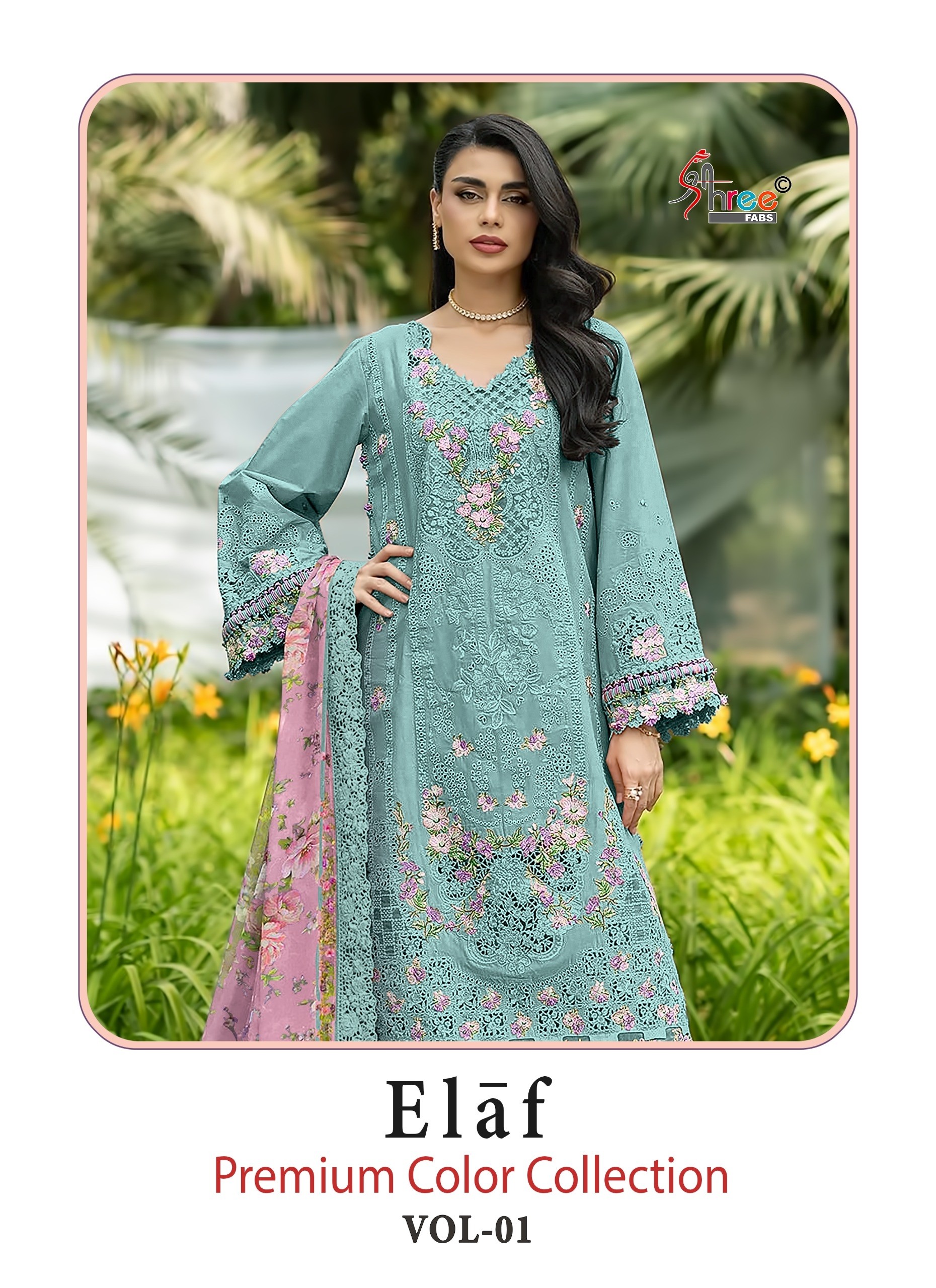 ELAF PREMIUM Colour Collection Vol- 01 – Heavy Embroidered Pakistani Cotton Suit Set (Full Set) Wholesale Price 