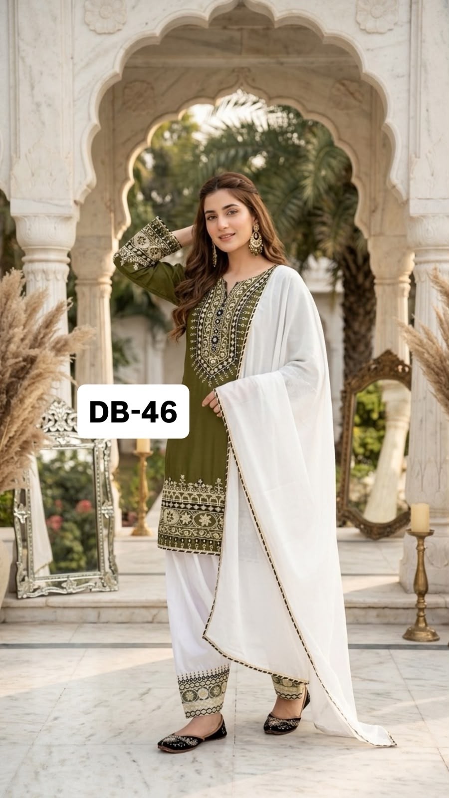 Designer Heavy Natural Silk Embroidered Sequence Mirror Work Palazzo Suit Set – DB 46 Pakistani Suit Single Wholesale Price 