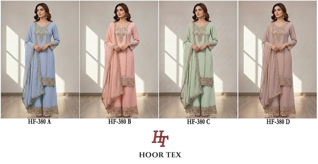 HOOR TEX HF-380 A to D – Full Stitched Heavy Georgette Pakistani Readymade Suit Single & Full Set Wholesale Price 