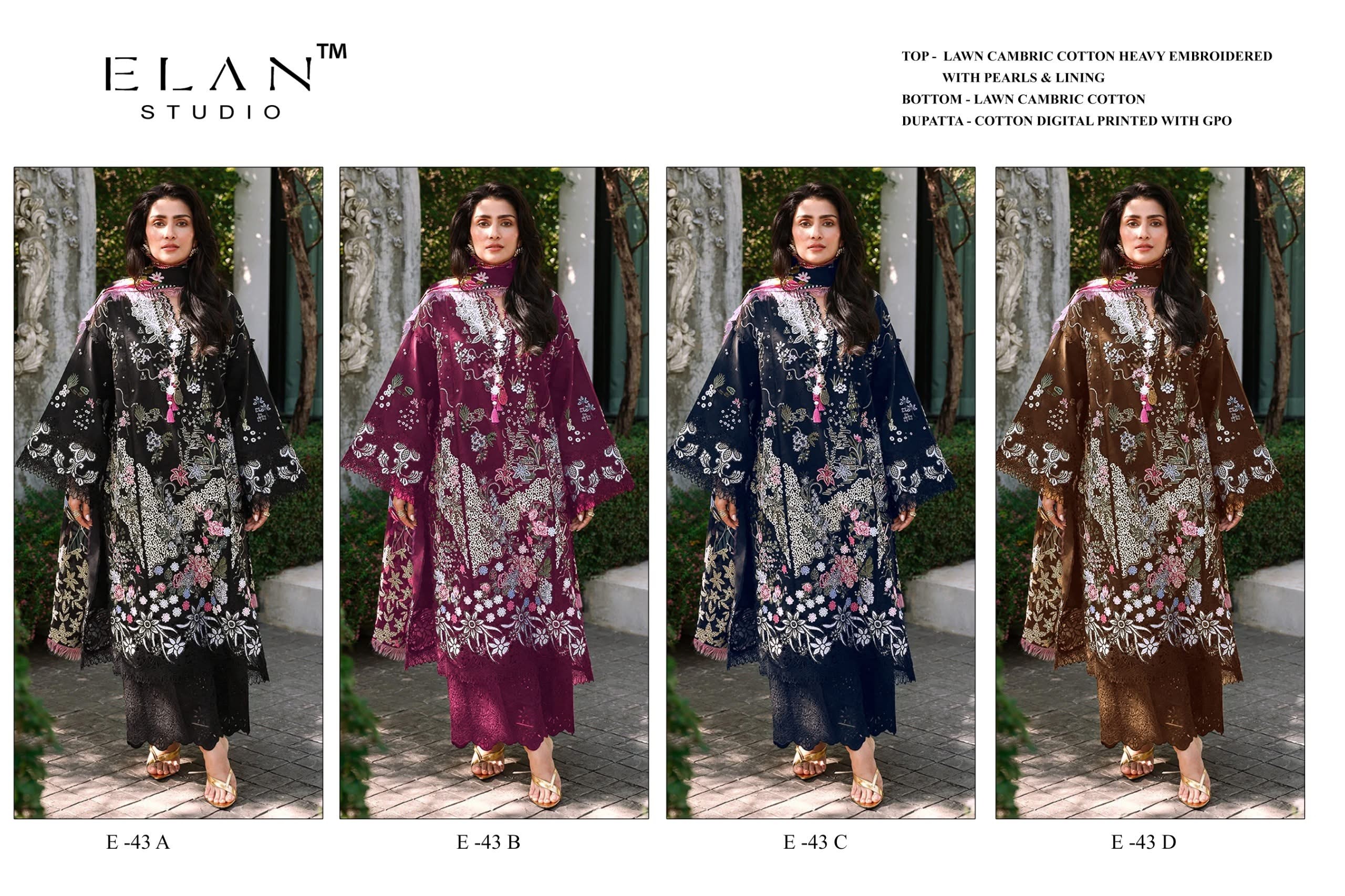 ELAN STUDIO | E-43 | Cambric Lawn Cotton Suit | RD Fashion Surat