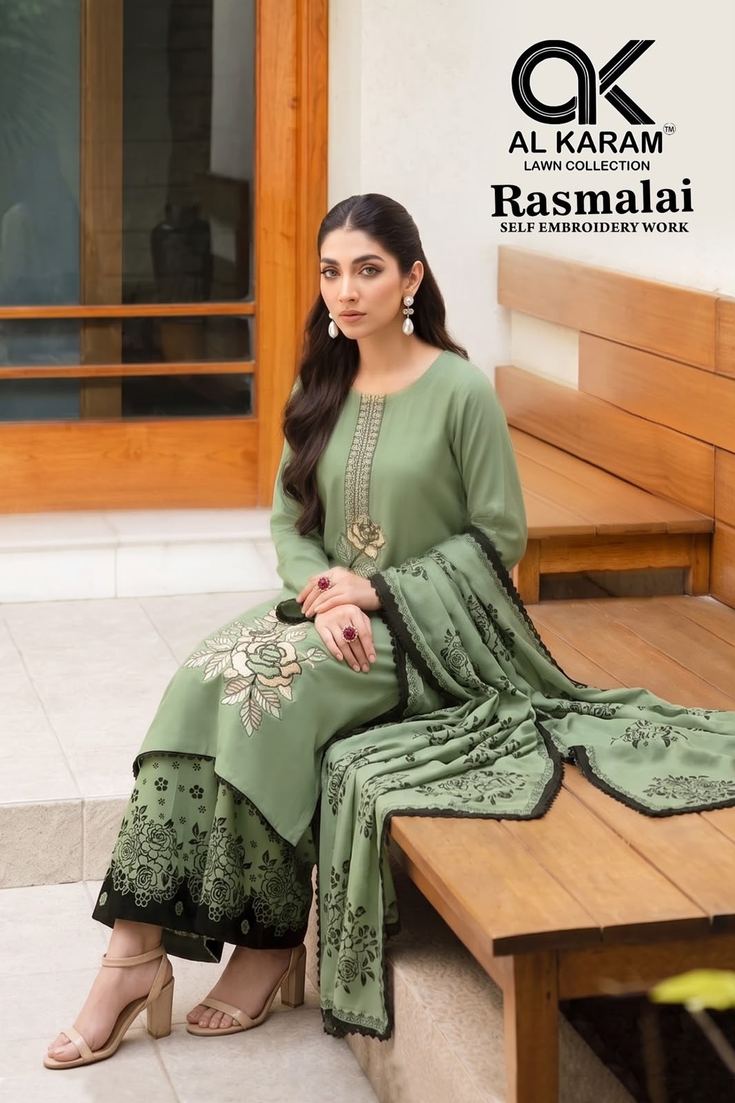 AL KARAM LAWN | RASMALAI SELF EMBROIDERY | Rayon Embroidered Suit | RD Fashion Surat