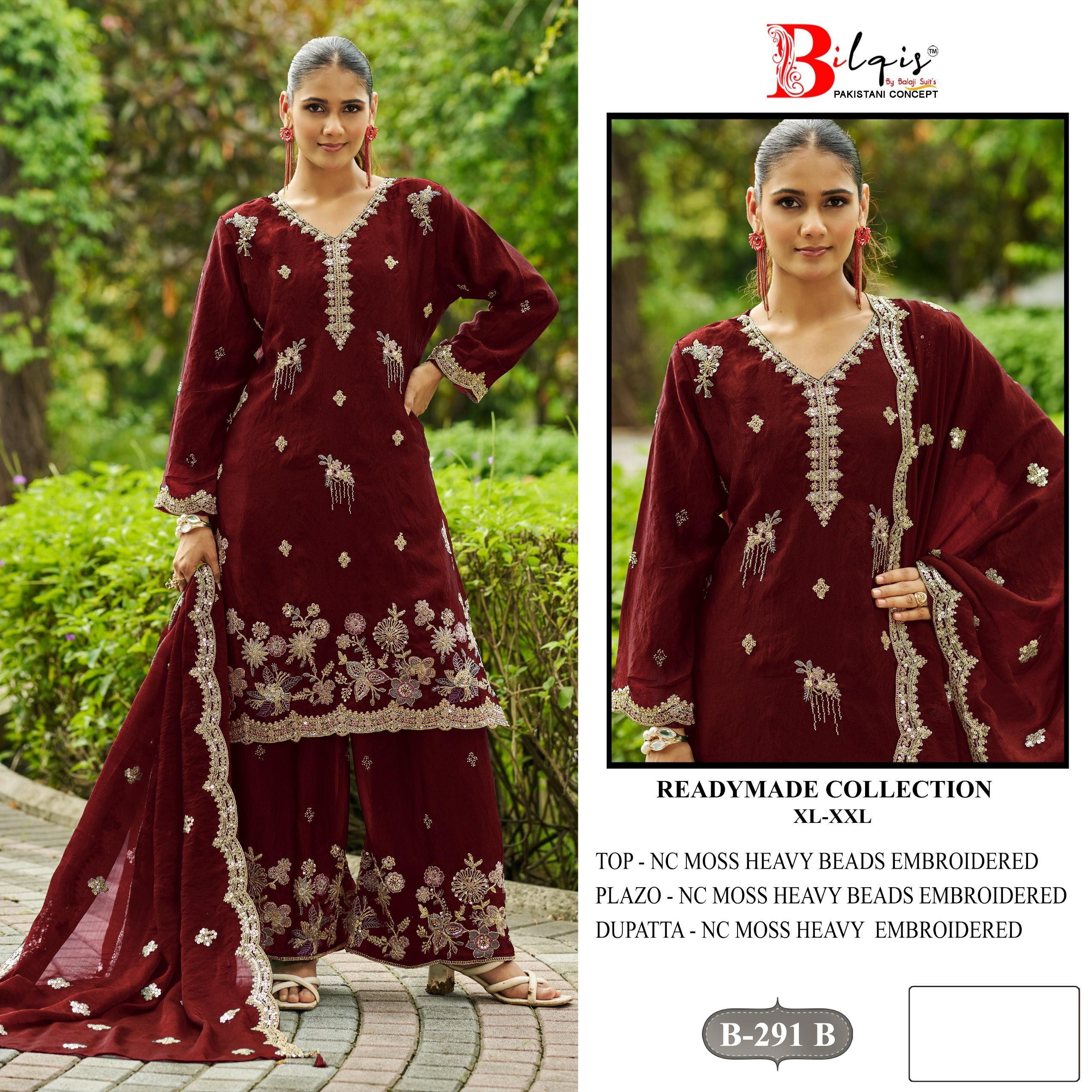 BILQIS | B-291 | NC Moss Embroidered Palazzo Suit | RD Fashion Surat
