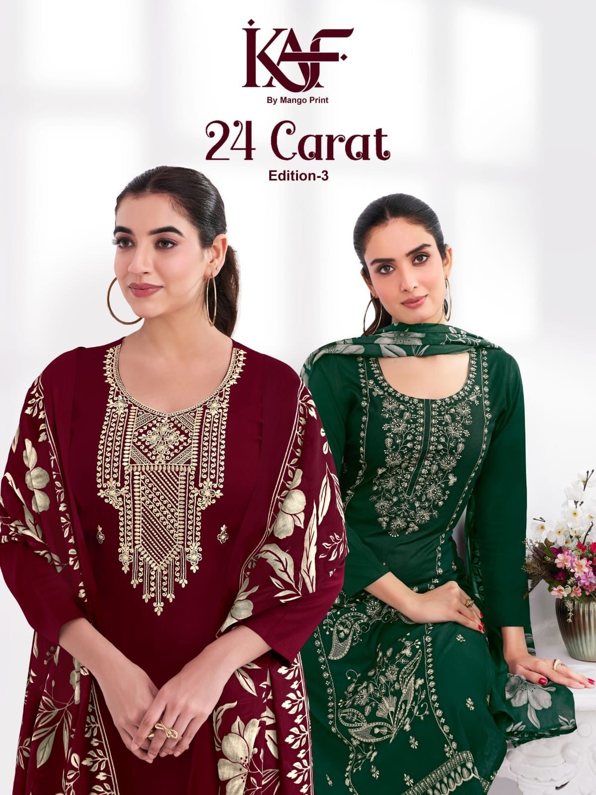 KAF FABRICS | 24 CARAT VOL-3 | Premium Rayon Embroidered Suit | RD Fashion Surat