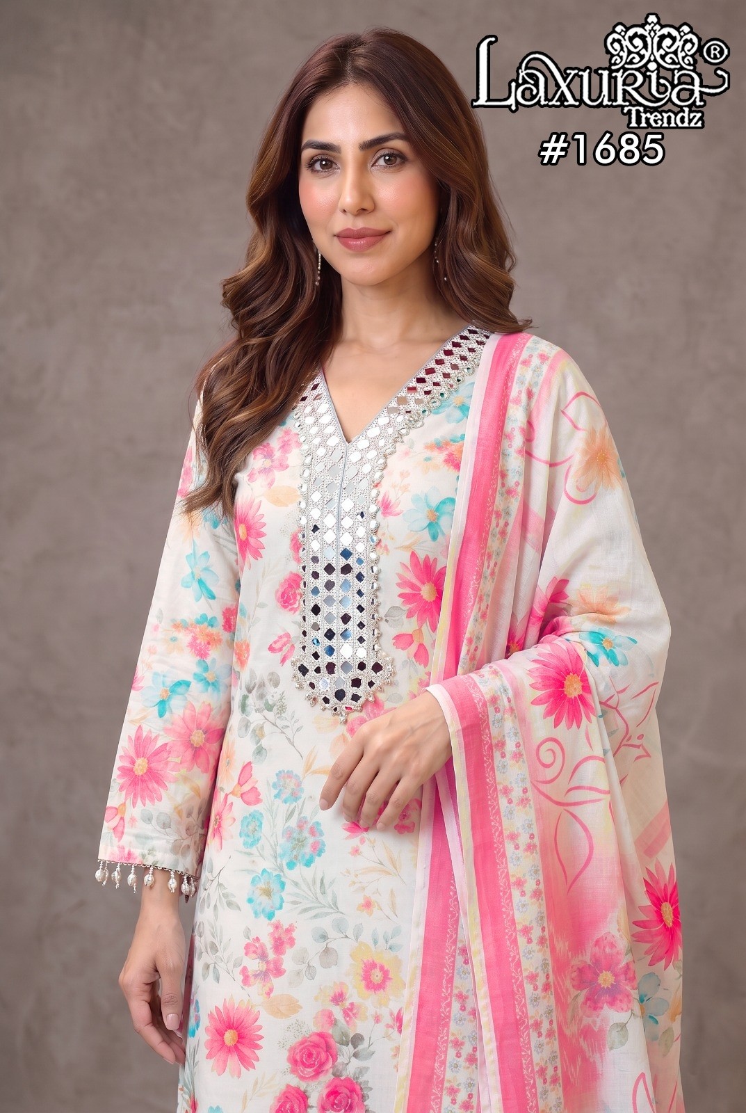 1685 | Premium Poly Cotton Suit | PC Cotton Bottom | Maslin Dupatta | L-XXL