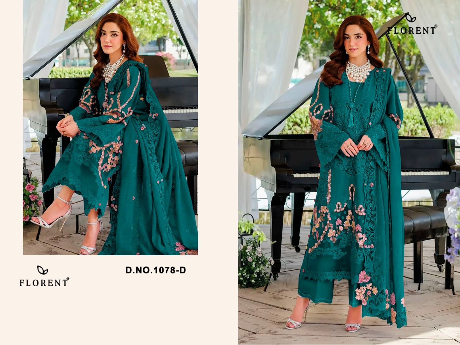 FLORENT-1078 D CAMBRIC COTTON EMBROIDERY WORK IN PAKISTANI SUIT