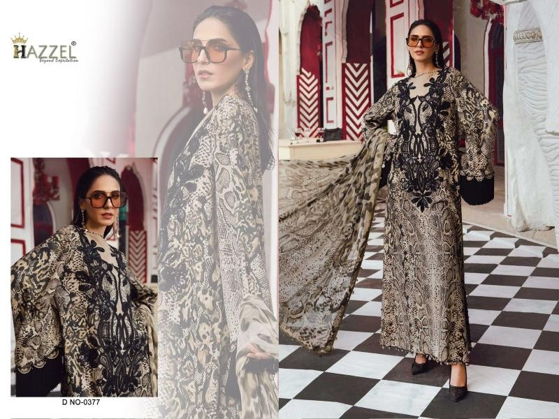 MARIA B 0377 | Pure Cotton Printed & Embroidery Patch Suit | HAZZEL Prints