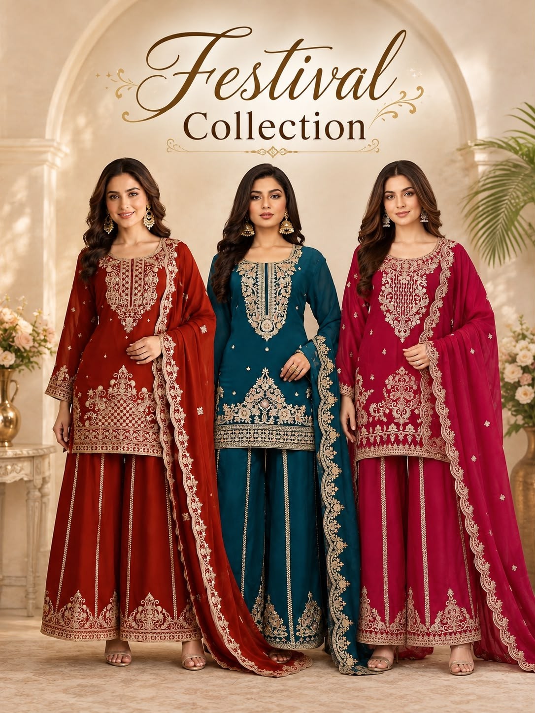 Premium Viscose Chinon Designer Suit Set