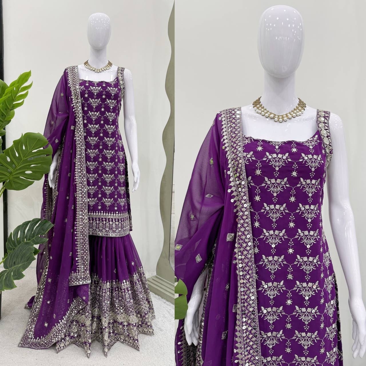 5000 Series 5892 Premium Faux Georgette Sharara Suit