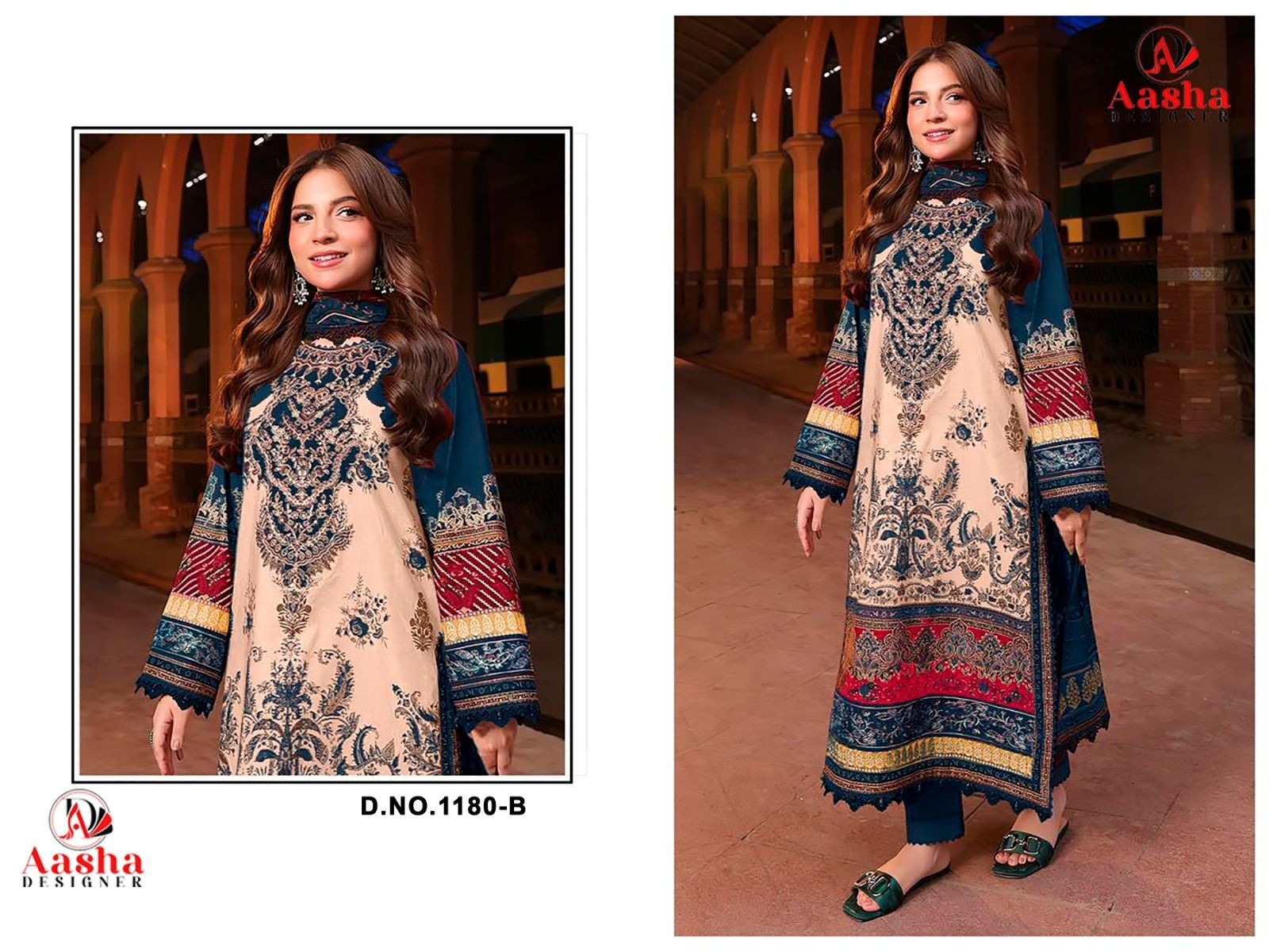 Aasha Designer ASD-1180ABC Embroidered Cotton Suit