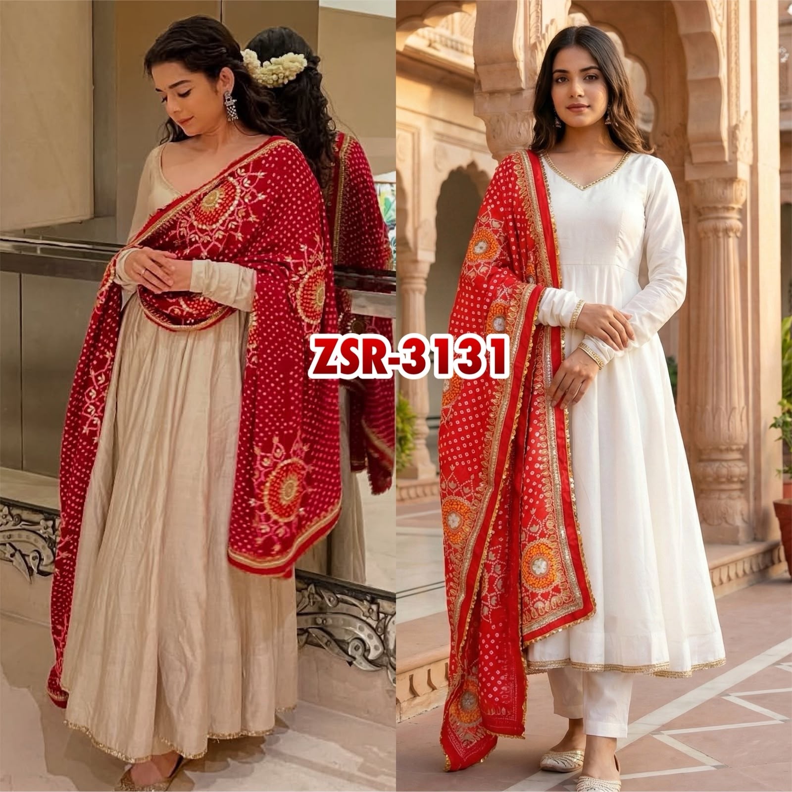 ZSR-3131 Roman Silk Fully Flared Gown Set