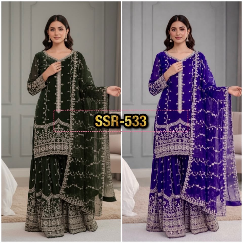 SSR-533 Pure Fendy Silk Heavy Embroidery Sequence Suit Set